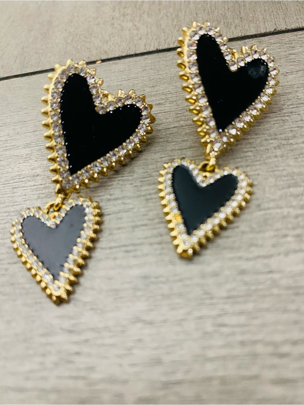 SUGARFIX by BaubleBar Gold & Black Heart Dangle Earrings